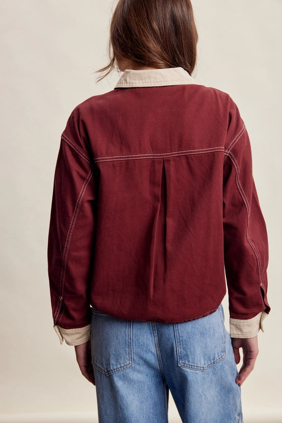 Contrast Trim Western Utility Jacket