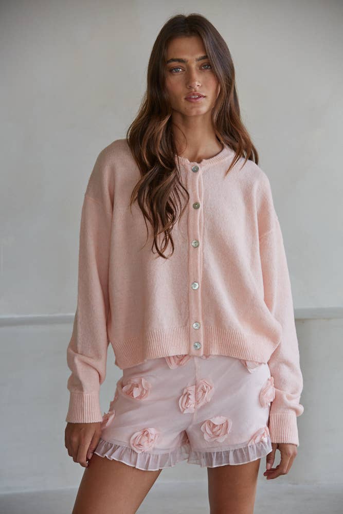 Knit Sweater Crew Neck Cardigan