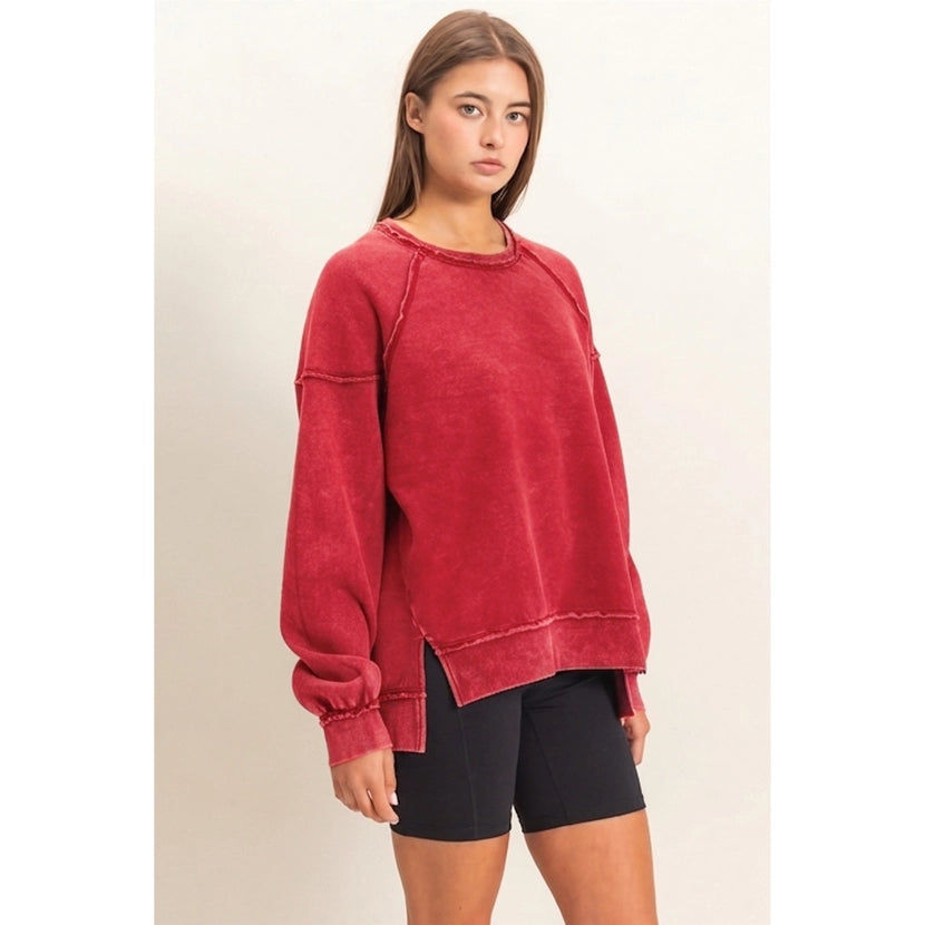 Washed Raw Edge Sweatshirt