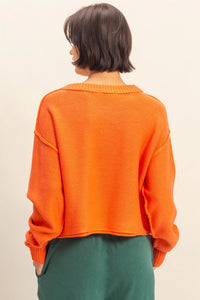 Orange Exposed Seams Sweater