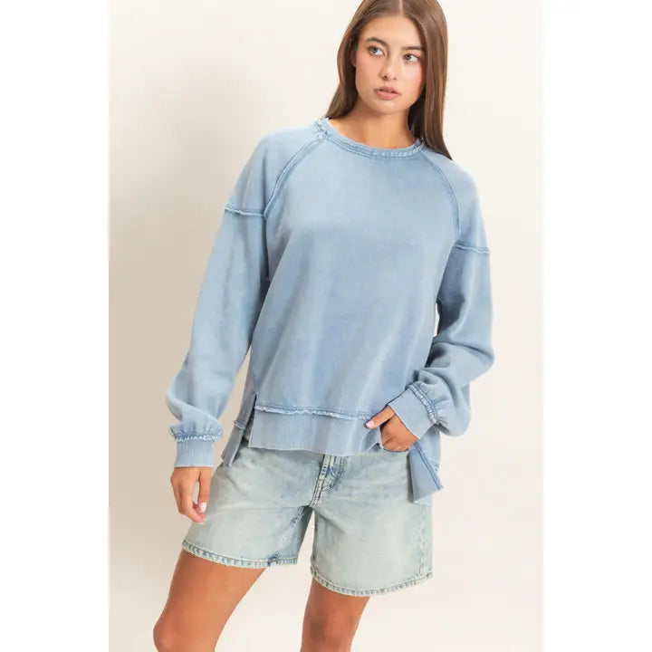 Washed Raw Edge Sweatshirt