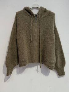 Kid mohair hooded cardigan