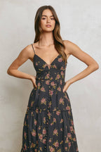 Floral Corset Tiered Maxi Dress