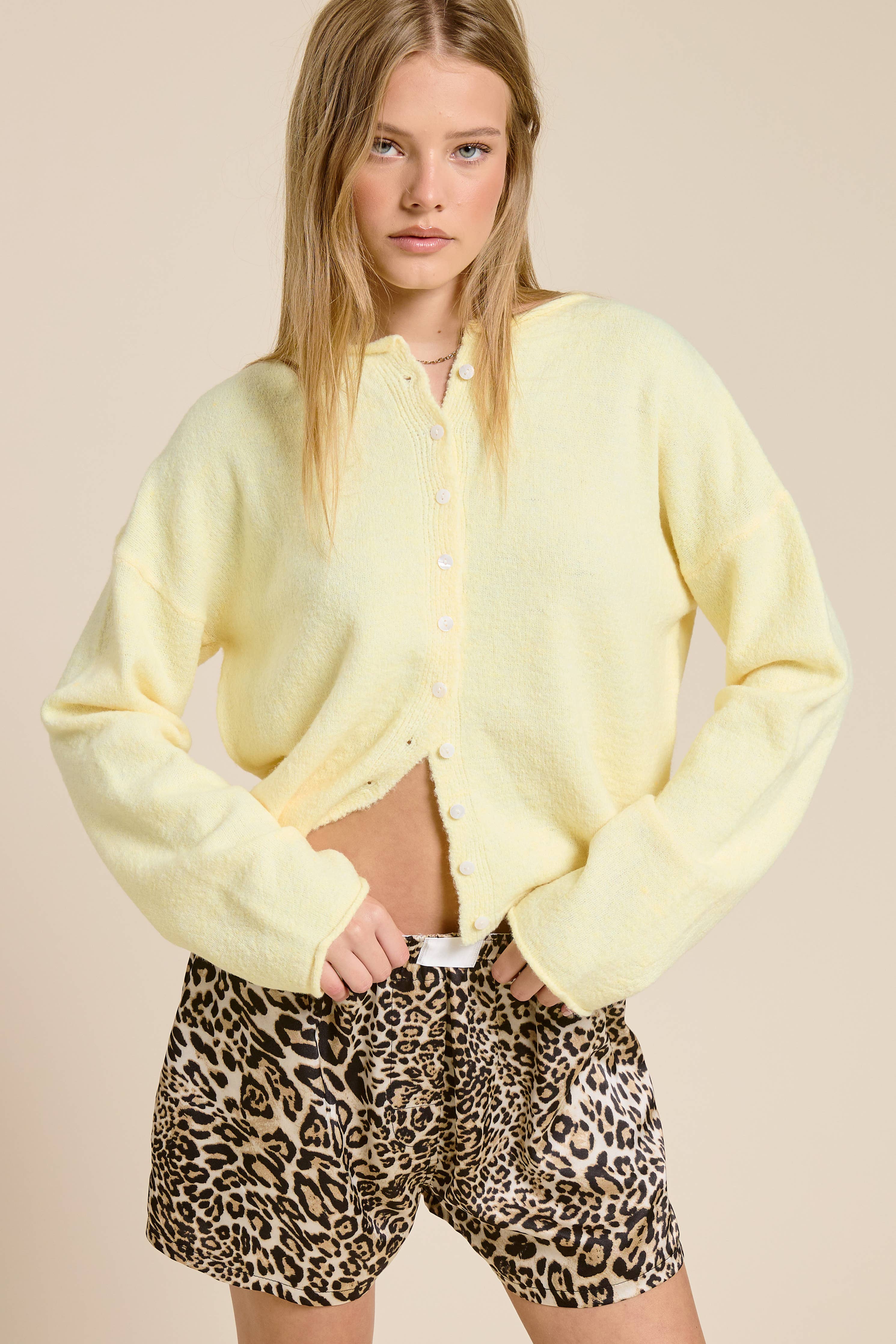 Essential Button Down Cardigan Top