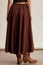 Textured Gingham Maxi Skirt