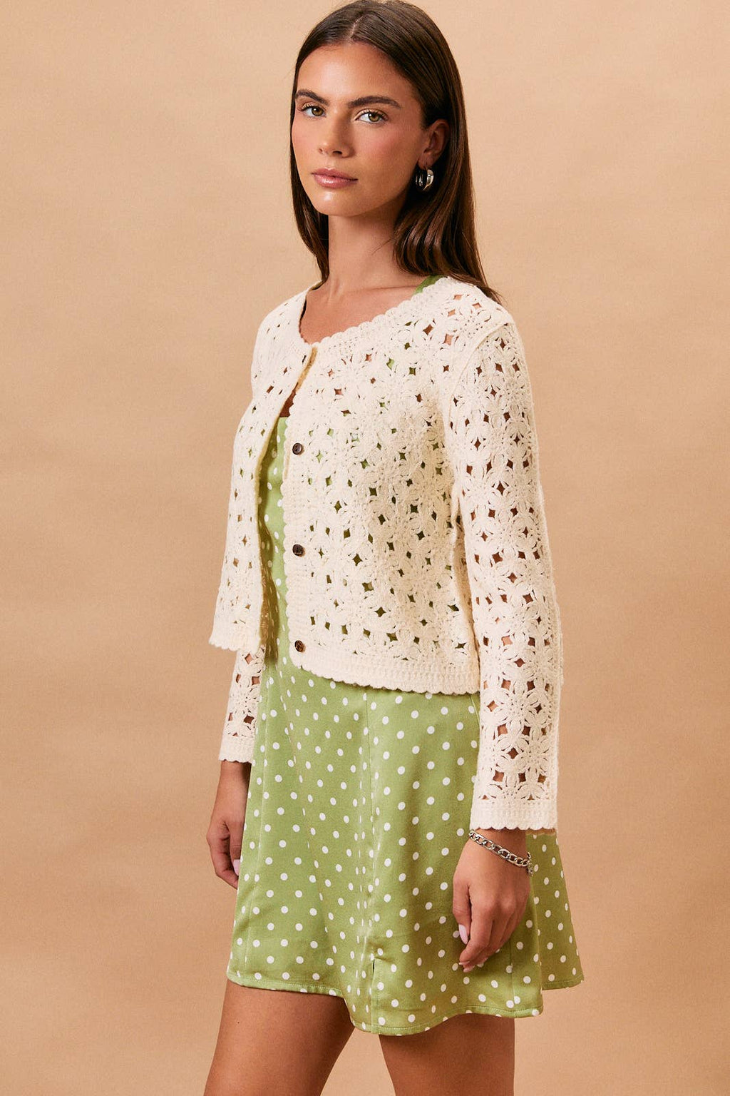 Round Neck Crochet Cardigan