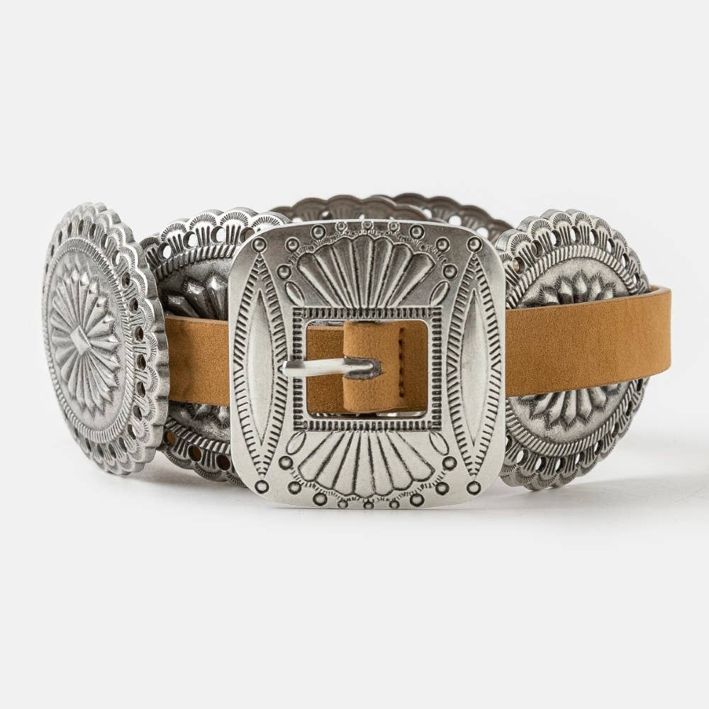 Western Concho Disc Decor Buckle Belt
