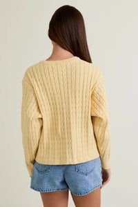 Butter Yellow Cable Knit Cardigan