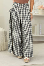 Wide Leg Checkered Pants