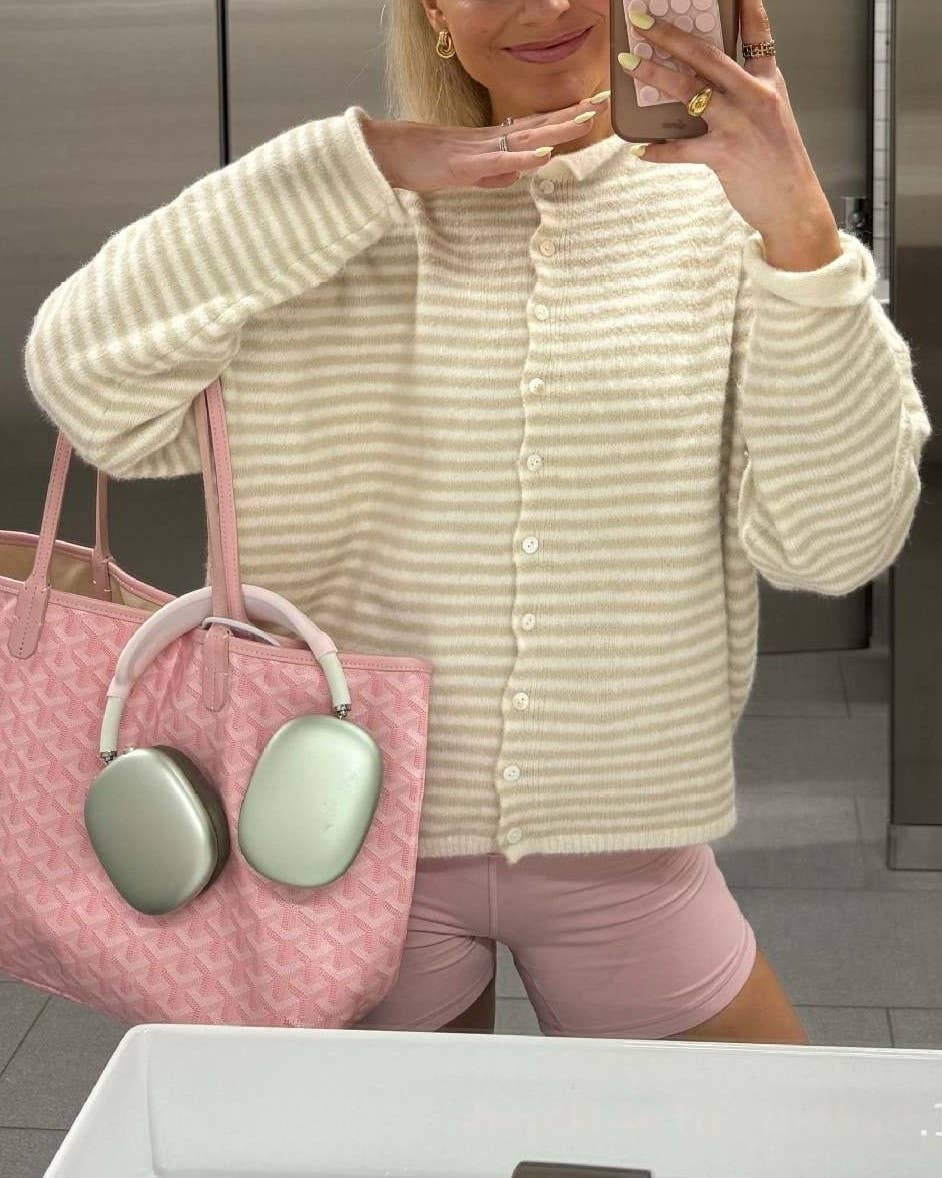 Roll Neck Striped Cardigan