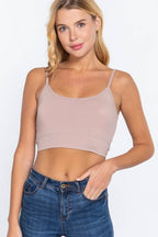 Round Neck Removable Bra Cup Twisted Back Cami Top
