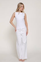 Boat Neck Ribbed Knit Tank