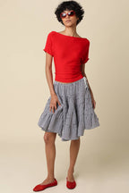 Angela Boat Neck Cinched Tee