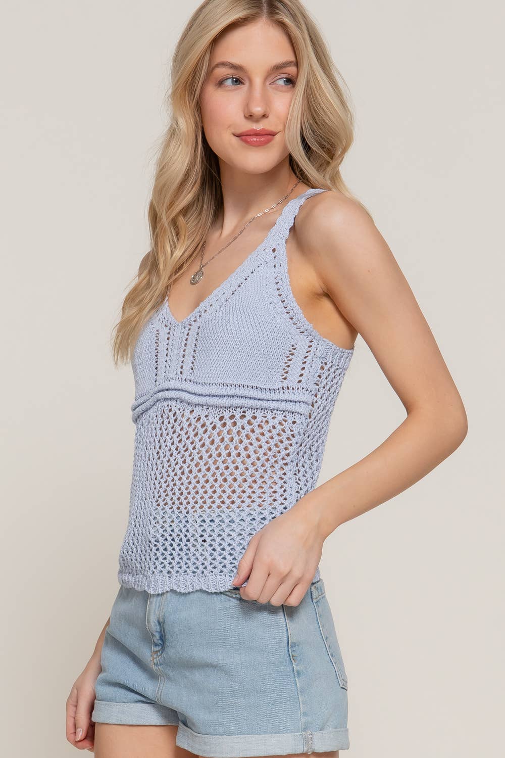 V-Neck Crochet Tank