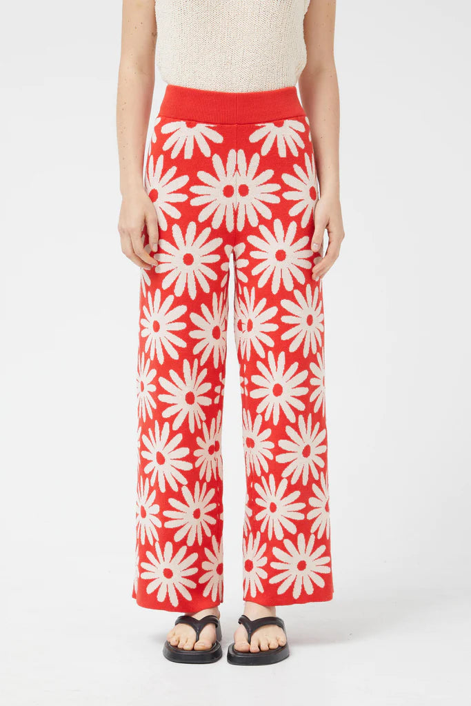 Red Orange Daisy Pants