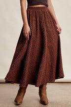 Textured Gingham Maxi Skirt