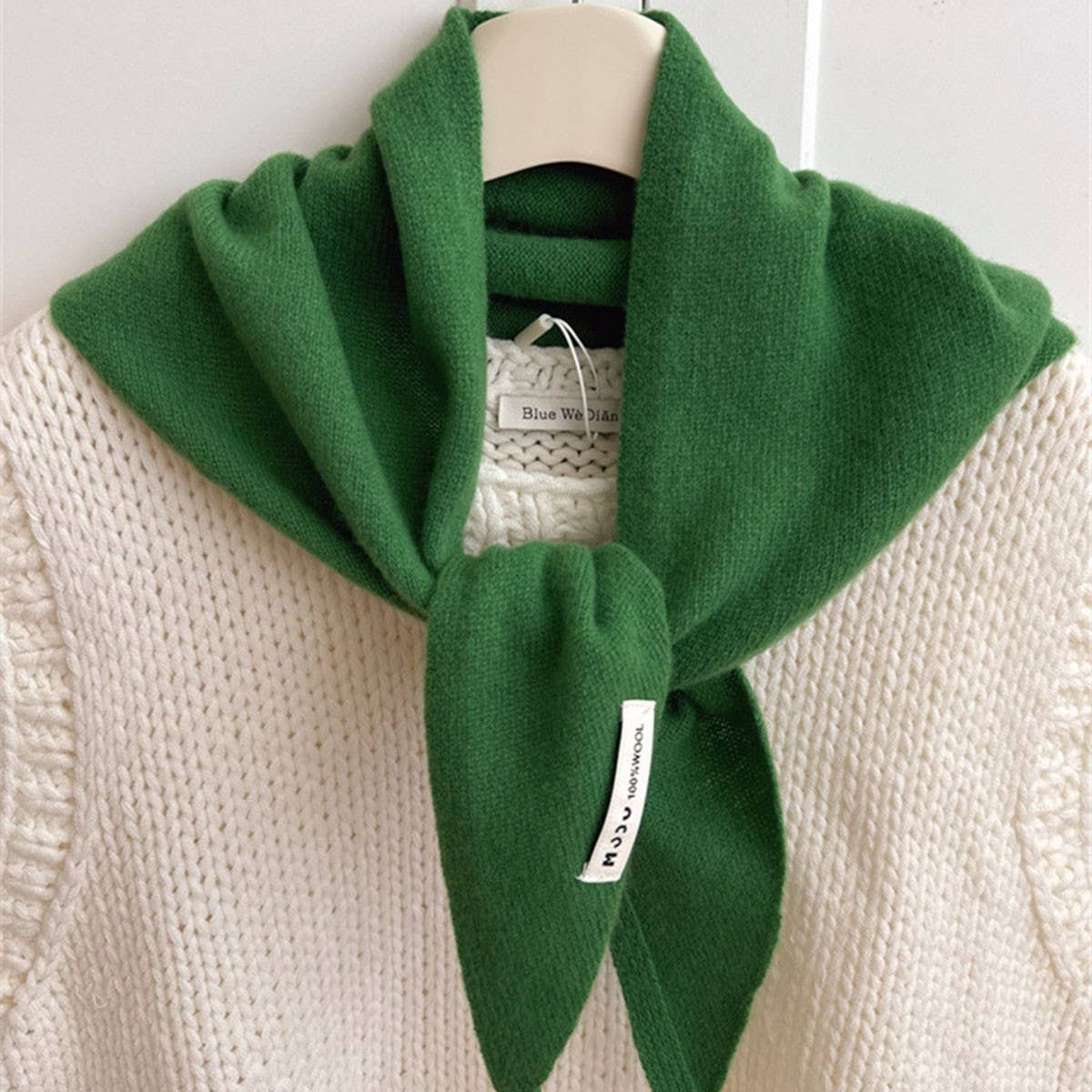 Wool Knit Triangle Scarf