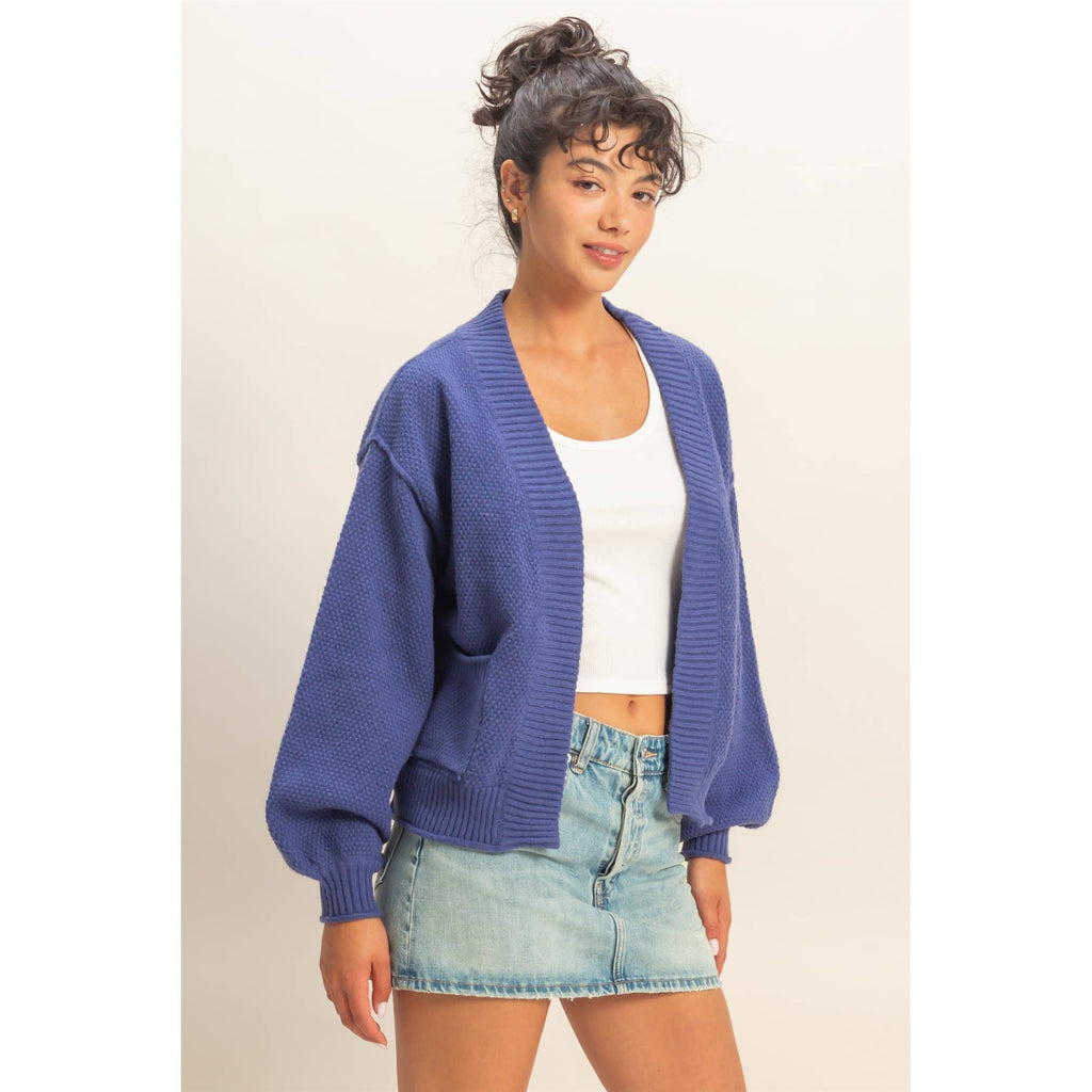 Dusty Indigo Textured Cardigan