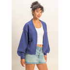 Dusty Indigo Textured Cardigan