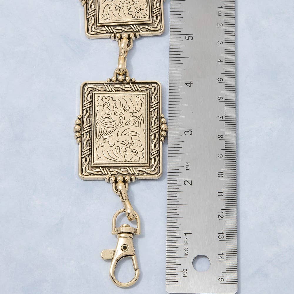 Floral Rectangle Concho Link Chain Belt