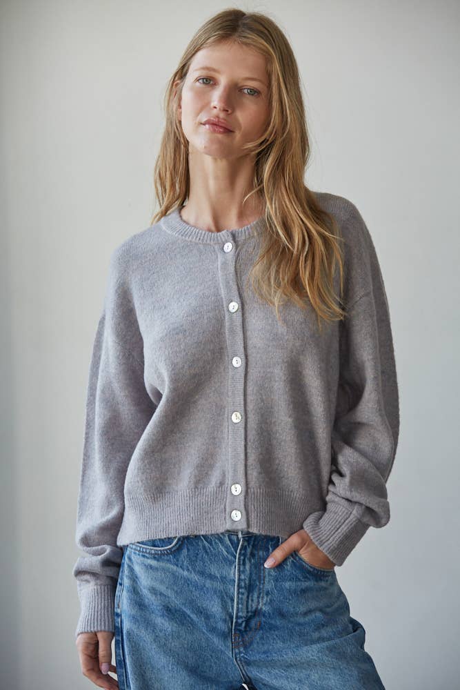 Knit Sweater Crew Neck Cardigan