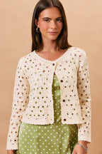 Round Neck Crochet Cardigan