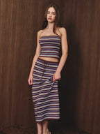 Strapless Striped Sweater Tube Top