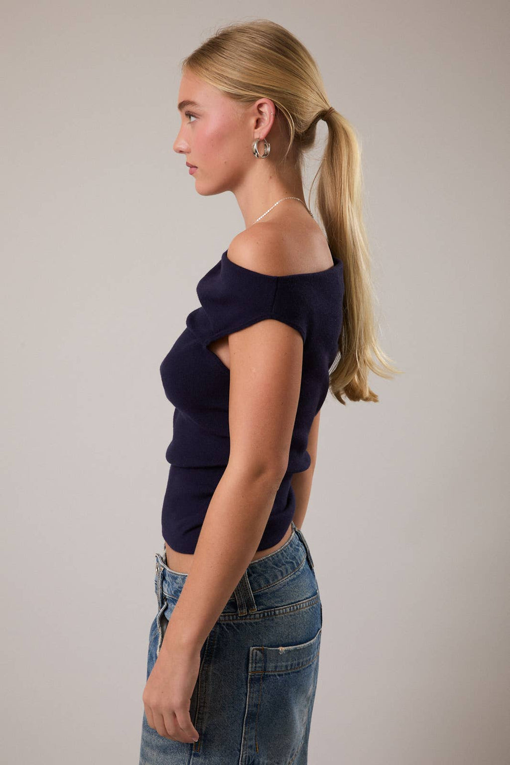 Off-the-Shoulder Sweater Top