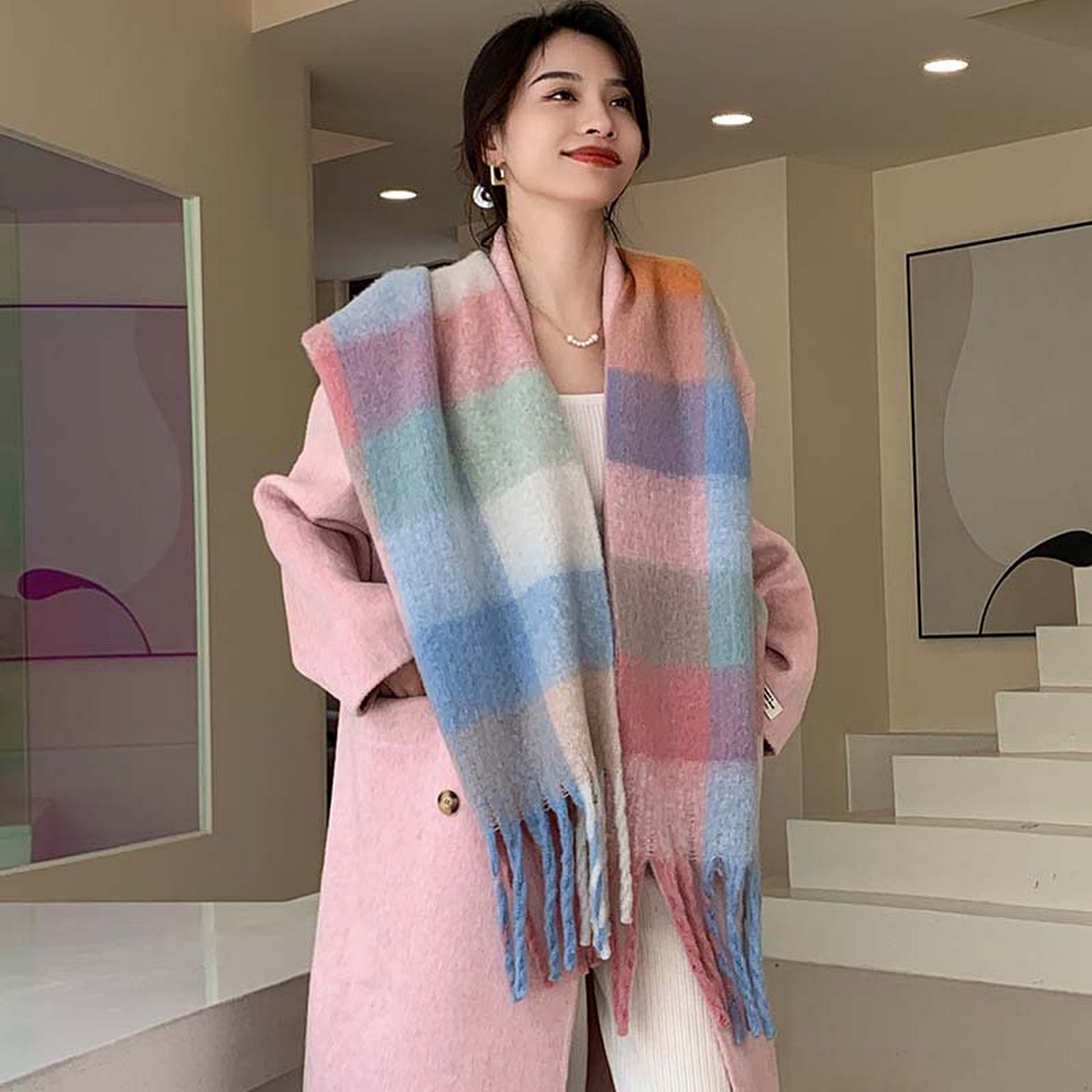 Plush Plaid Scarf