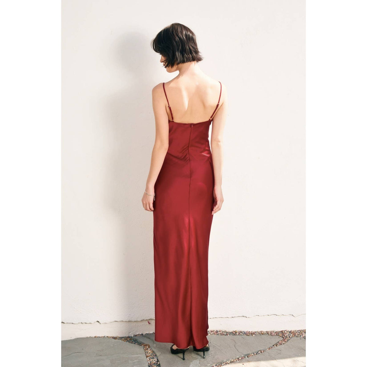 Satin Cup Detail Maxi Dress