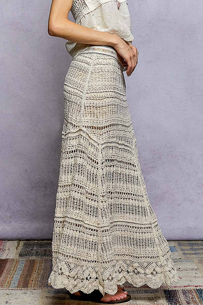 Lining Crochet Roomy Fit Woman Maxi Skirts