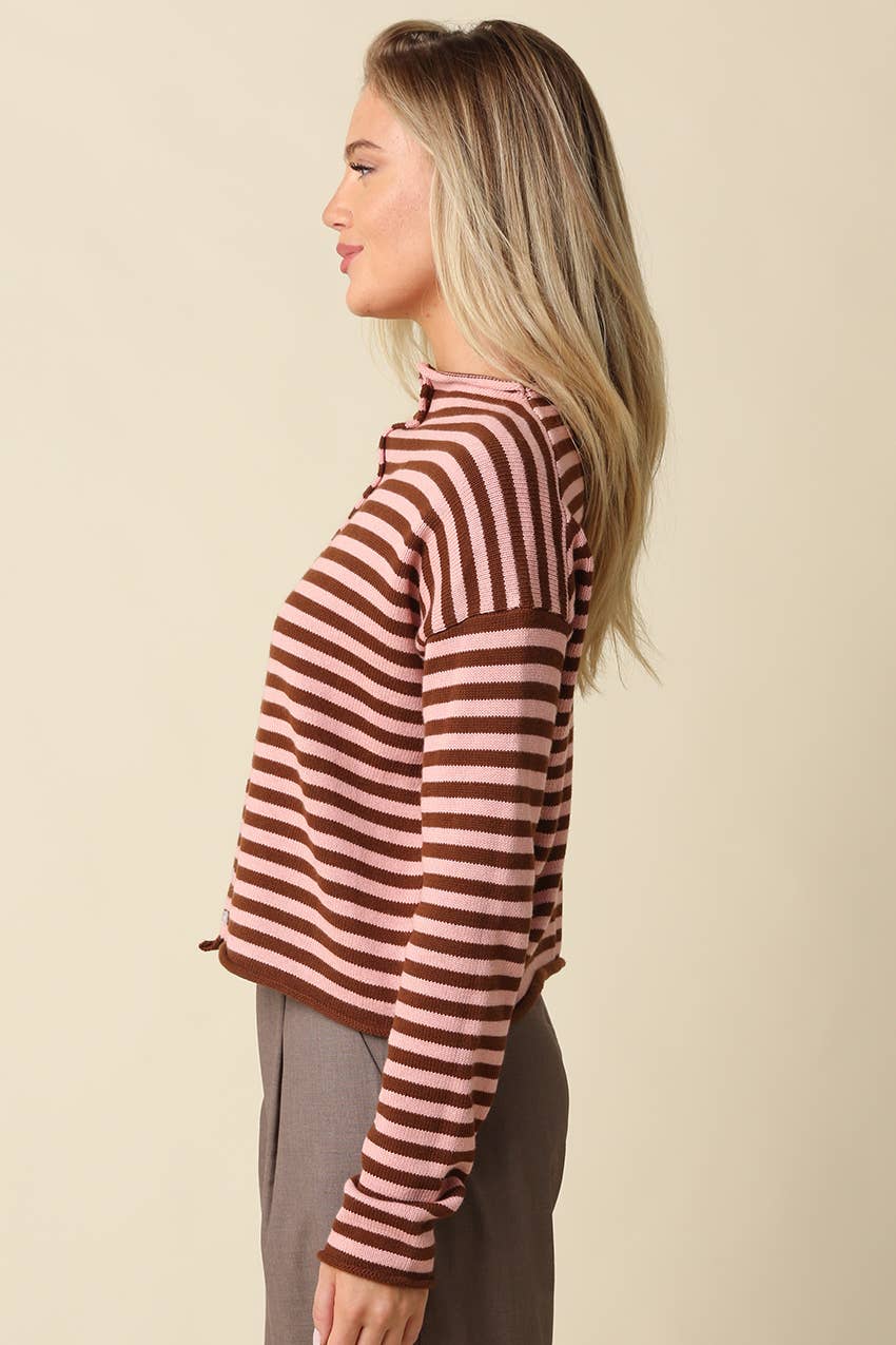 Elina Striped Collar Knit Top