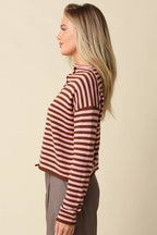 Elina Striped Collar Knit Top