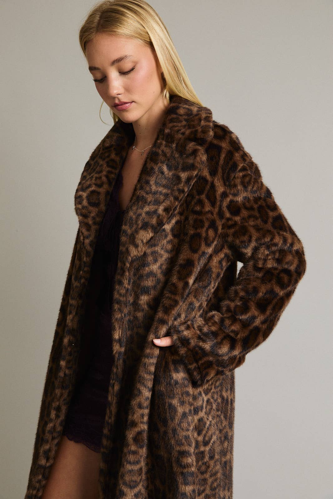 Cheetah Faux Fur Long Coat