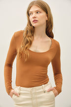 Basic Long Sleeve Scoop Neck Top