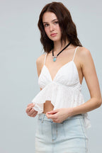 Hanky Hem Eyelet Sweetheart Tank
