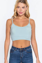 Round Neck Removable Bra Cup Twisted Back Cami Top
