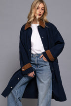 Contrast Collar Trench Coat