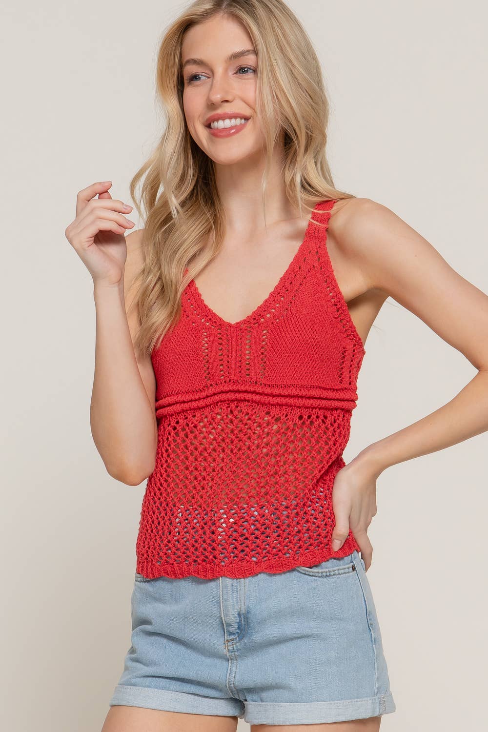 V-Neck Crochet Tank