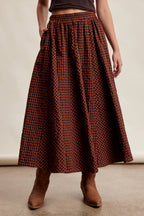 Textured Gingham Maxi Skirt