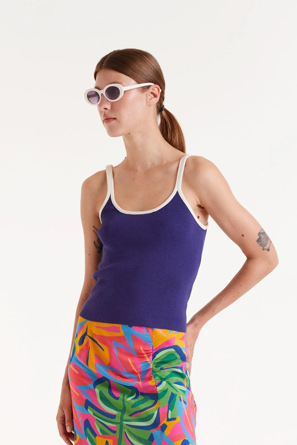 Navy & White Tank Top