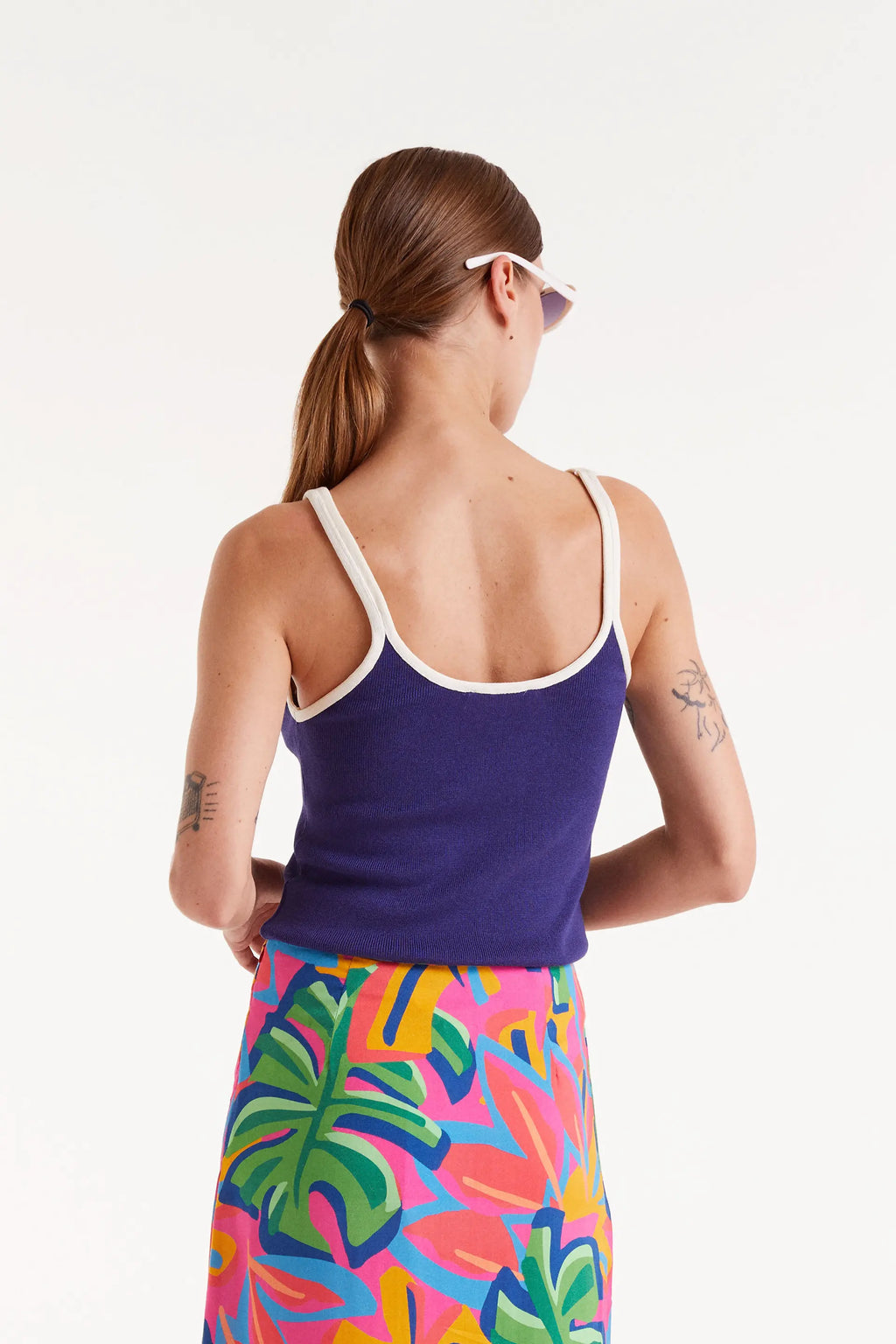 Navy & White Tank Top