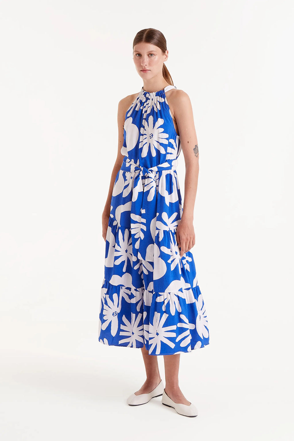 Cobalt Floral Halter Dress