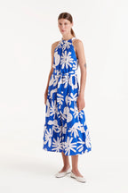 Cobalt Floral Halter Dress