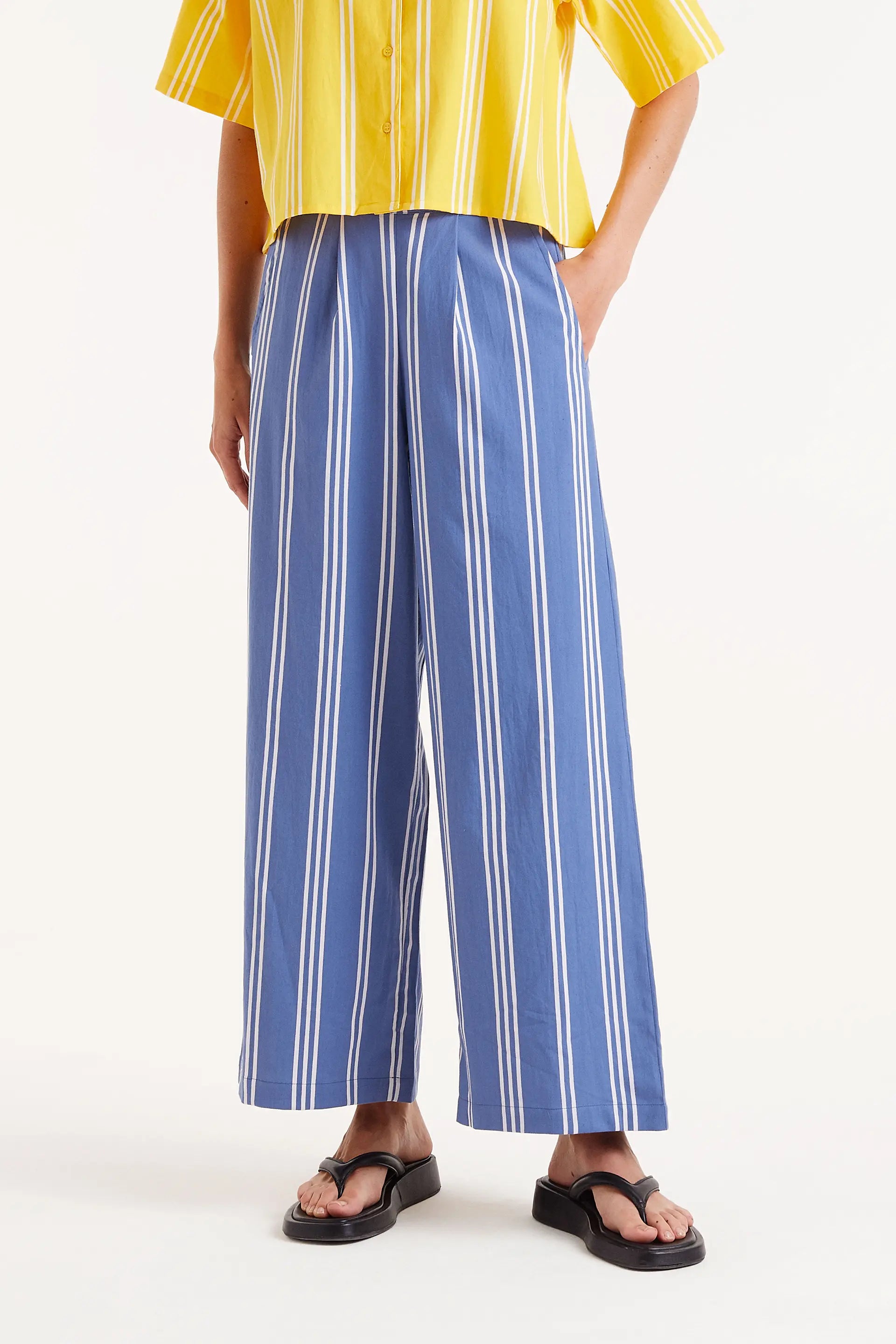 Blue Stripe Straight Leg Pants
