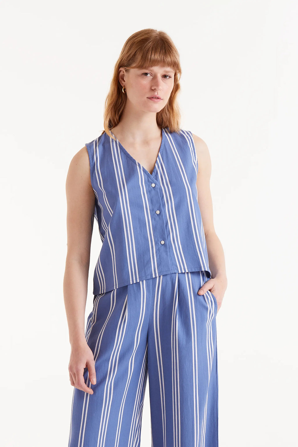 Blue Stripe Vest Top
