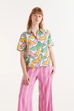 Banana Button Up Top