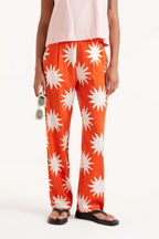 Orange Sun Print Pants