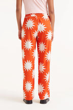 Orange Sun Print Pants