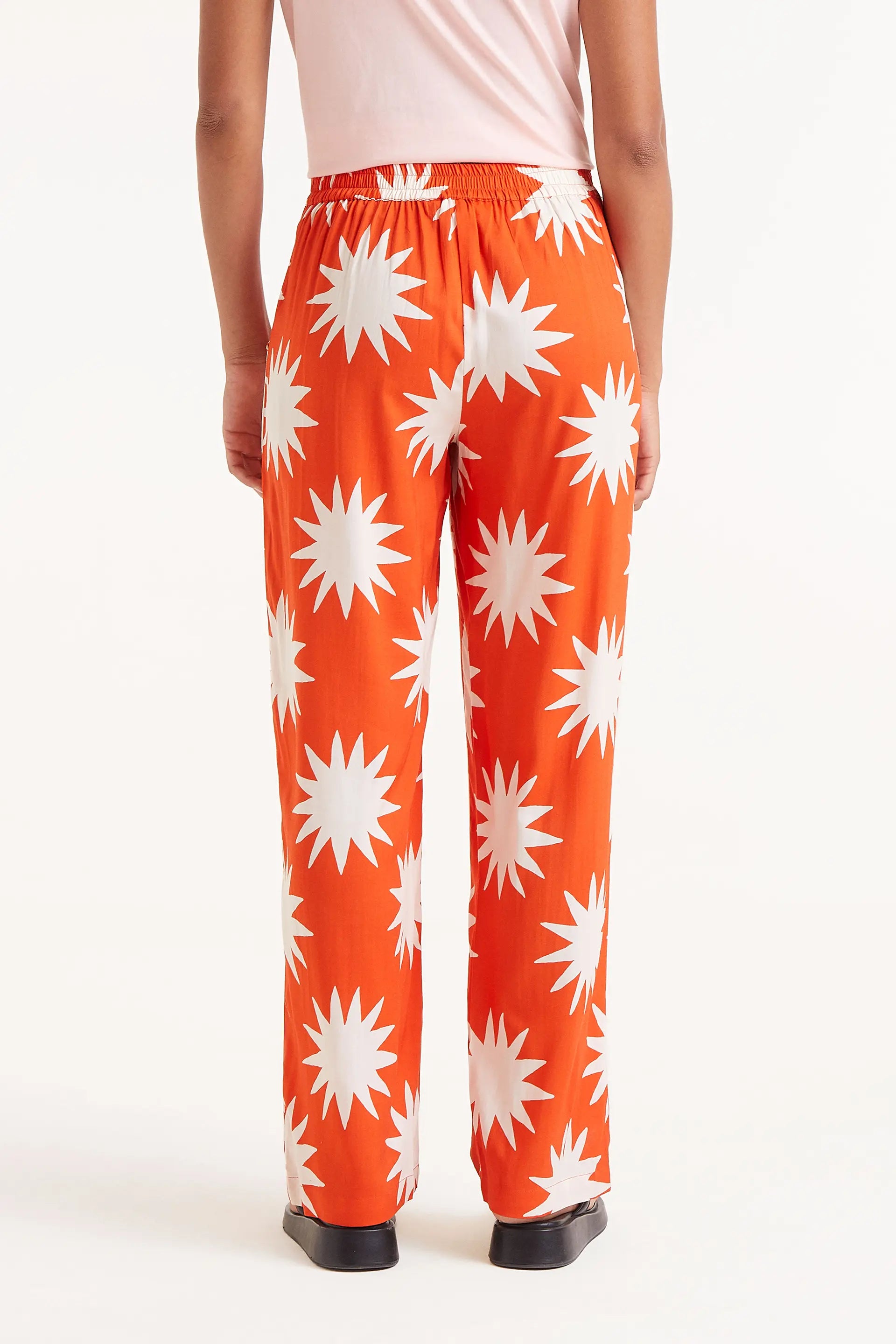 Orange Sun Print Pants